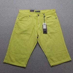 Royal Blue Shorts Mens 38 Neon Yellow Chino Pockets Casual‎ Cotton Outdoor